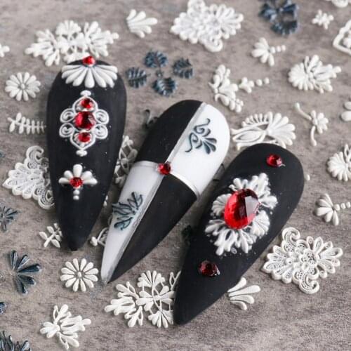 5D Nail Embossed Sticker Lace Flower Shape Back Glue Ultra Thin Engraved Natural Manicures Nail Decals Sticker Decoration
