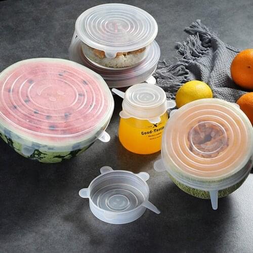6 Pcs/Set Food Silicone Cover Universal Silicone Lids Fresh Keeping Caps For Cookware Bowl Reusable Stretch Lids