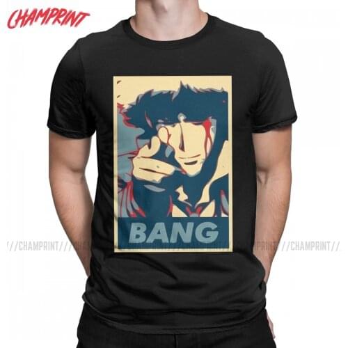 Bang Spike Spiegel Cowboy Bebop T Shirts for Men Pure Cotton Creative T-Shirt Crewneck Tees Short Sleeve Clothes Gift Idea