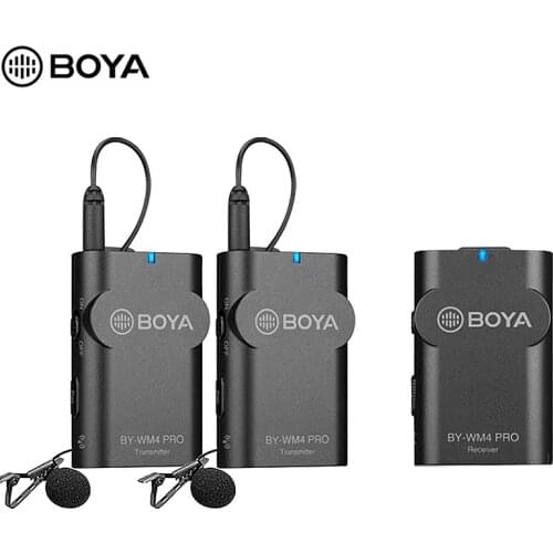 BOYA BY-WM4 Pro K2/K1 Dual Channel Wireless Studio Condenser Microphone Lavalier Lapel Interview Mic for DSLR Camera Smartphone