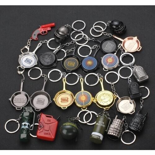 Hangzhi 2020 PUBG Eat Chicken Keychain Battlefield Backpack Fighting Frying Pan Helmet 98k Keyring women Men Fashion Jewelry