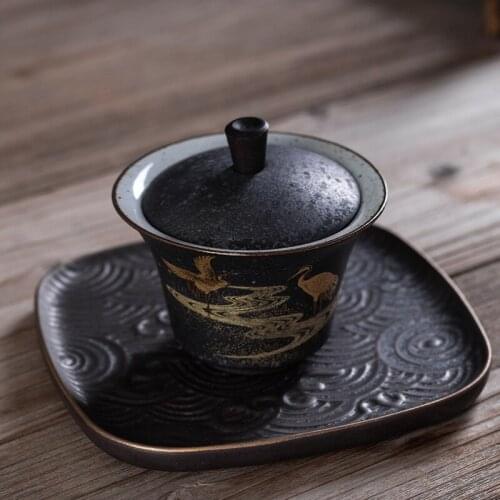 Vintage Silver Spot Gai Wan Cha Cup Household Ceramics Queen Sancai Tureen Kung Fu Tea Tea Bowl Tea Sopera De Ceramica Gaiwan