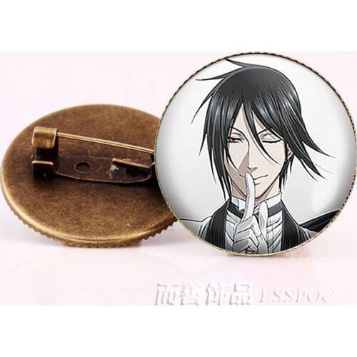 Anime Black Butler Brooches Bronze Badge Kuroshitsuji Ciel Phantomhive Sebastian Grell Madame Red Cosplay Gift