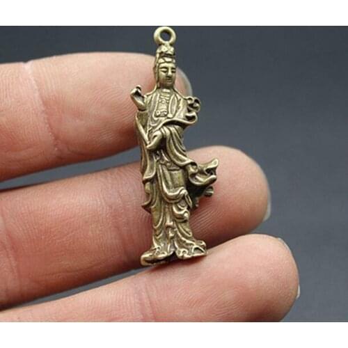 Chinese pure brass Guanyin bodhisattva Exquisite small pendant