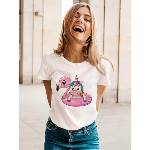 Kawaii Unicorn Balloon Love Print Women T Shirts Popular Parent Child Short Sleeve Tumblr Spain Breathable Trend 2021 Clothing