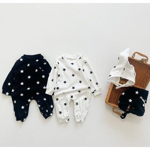 Newborn Infant Baby Boys Girls Star Pattern Rompers Clothing Autumn Winter Kids Boy Girl Long Sleeve Rompers Clothes