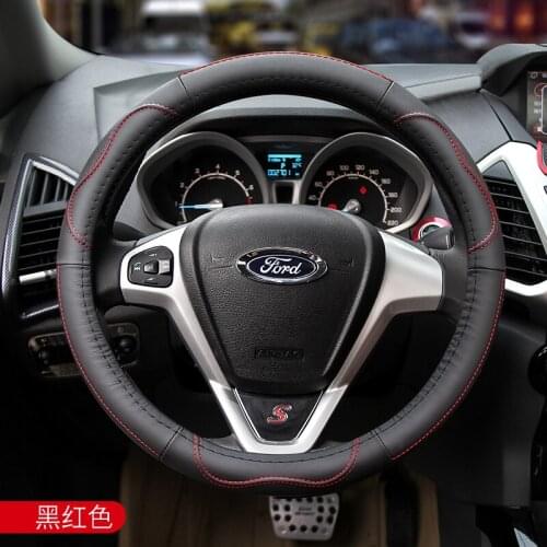 Leather steering wheel cover fit For Ford Kuga EDGE Mondeo Territory Taurus Focus car grip cover