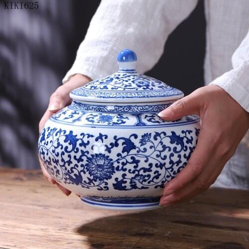 Creative Winding Plant Flower Ceramic Storage Jar with Lid Moisture-proof Sealed Tea Tin Candy Jar Kitchen Storage Container