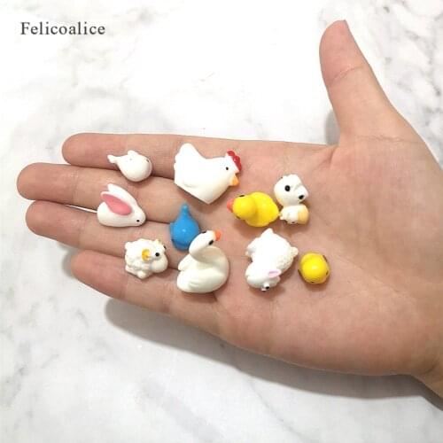 10pcs Cute Duck Animals Miniature Figurine Ornaments For Home Yellow Ducklings Garden Easter Decor Slime Charms