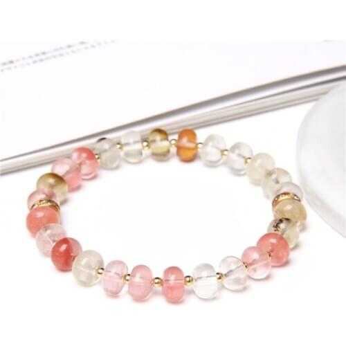 Fashion Natural white Howlite turquoises jaspers pink aventurine watermelon Tourmalin quartz stone beads bracelet for women lady