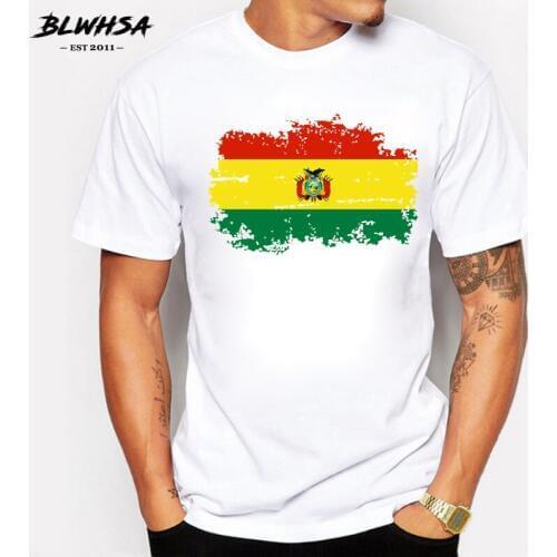 BLWHSA Bolivia Flag Men T shirt Fashion Short Sleeve Brand Design Nostalgia T-shirts Hip hop Bolivia Tops Tees