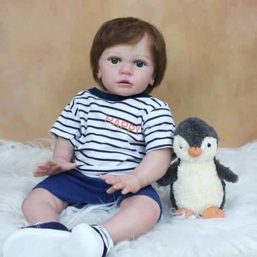 60 CM 3D-Paint Skin Soft Silicone Reborn Baby Boy Doll For Girl Like Real 24 Inch Toddler Toy Dress Up Alive Bebe Lifelike