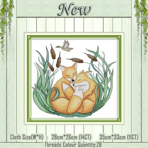 Two foxes animal cartoon decor painting counted printed on the canvas DMC 11CT 14CT kits Cross Stitch embroidery needlework Sets
