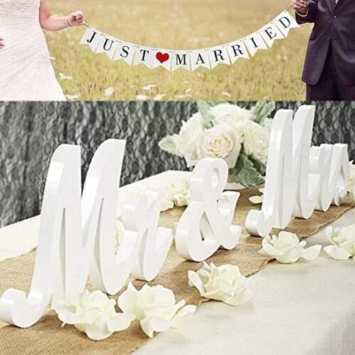 Wedding Decorations Set, Mr and Mrs Sign & Just Married Banner Perfect for Wedding Sweetheart Table,Photo Props.Large Wooden Let