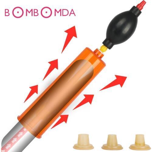 Men Masturbator Penis Pump Vacuum Penis Enlargement Extender Hands Operator Male Penis Trainer Sucking Vacuum Sleeve Adult Toys
