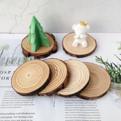Natural Round Wooden Slice Cup Mat DIY Tableware Painting decoration Durable Coaster Christmas Xmas Accessory Wood chips Coaster