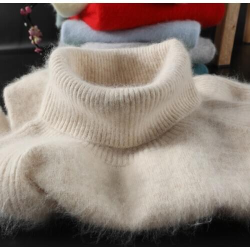 2020 autumn and winter womens sweaters womens high neck pullover cashmere sweater loose short knit bottoming shirt