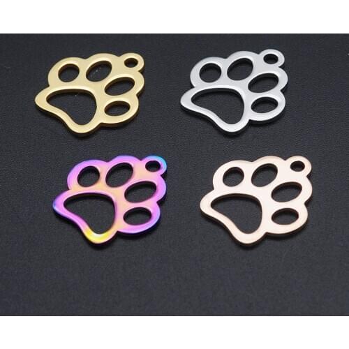 5pcs/lot 100% Stainless Steel DIY Dog Paw Charms Wholesale Factory Price Charm for Bracelet Jewelry Charm Whole Sale