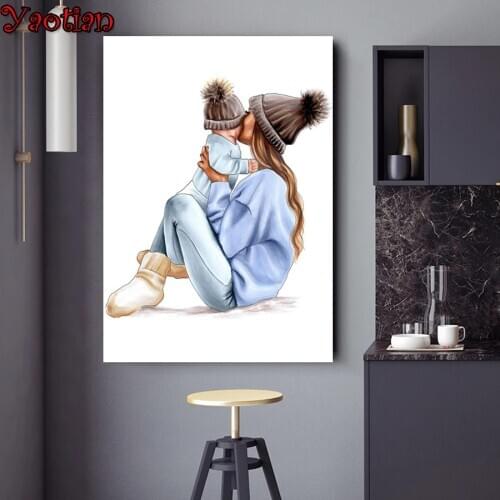 Full Drill Square Diamond 5D DIY Diamond Painting Cross Stitch Mother And Baby Love Diamond Embroidery Rhinestone Mosaic Kits