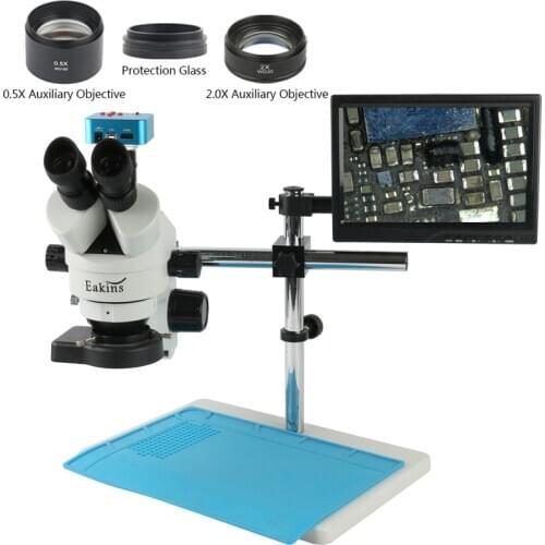 3.5X-90X Industrial Stereo Trinocular Microscope 38MP 2K HDMI Video Microscope+2.0X 0.5X Objective Lens For PCB Soldering Repair