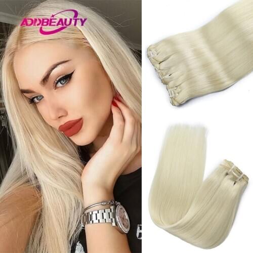 Ali Queen Straight 613 Blonde Color Brazilian Raw Virgin Human Hair Extensions 7pcs Clips in Head Fusion Bleachable Long Hair