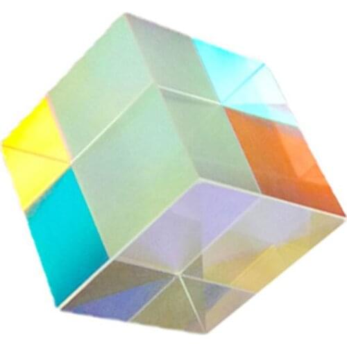 Colorful Combiner Splitter Cross Dichroic Cube RGB Prism Optical Glass Triangular Prism for Teaching Light Spectrum Physics 20mm