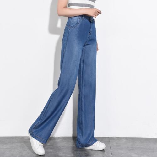 DASSWEI Summer Women Jeans Wide Leg Pants High Waist Straight Lyocell Pants Fashion Denim Female Long Loose Trousers Pluse Size