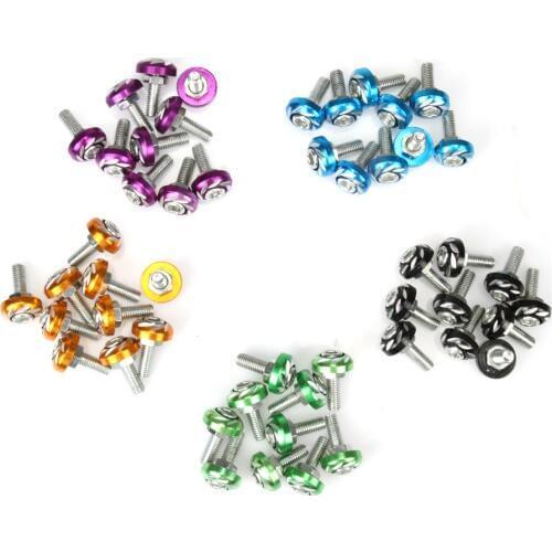 10pcs 6mm Plate Screw+Bolt+Nut Aluminium Alloy License For Motorcycle/Electric car Colorful Auto Accessories Metal Red Blue
