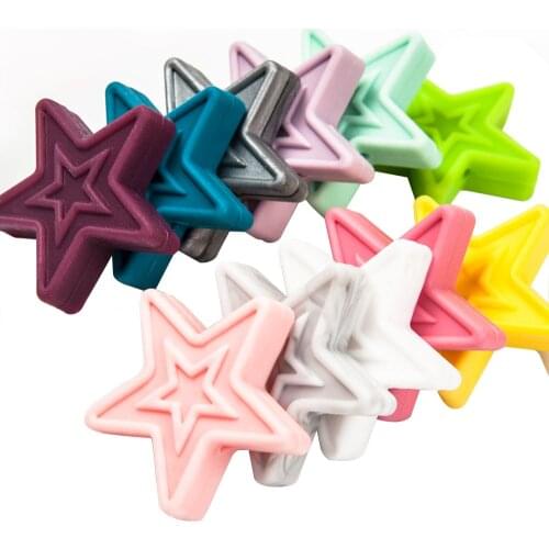 Cute-Idea 10Pcs Creative Star Shaped Silicone Beads crafts teething beads making handmade DIY necklace bracelet chain