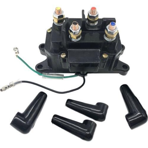 12V 250AMP Solenoid Relay Contactor Winch Rocker Switch Thumb & 4 Connector Caps