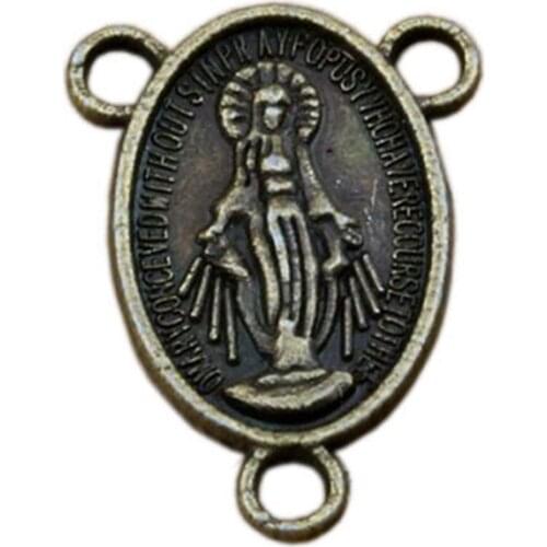 Virgin Mary Triangular 3-Strand Charm Spacer End Connector 14x20mm 150pcs Antique bronze Jewelry F-61