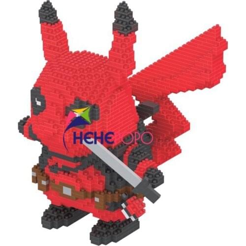 1500pcs 7079A Pokemon Figure Anime Blocks Pokemon Deadpool Pikachu Model Educational Kids Toys Micro Building Block