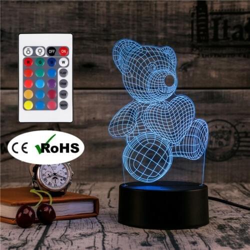 3D Led Novety Lighting Creative Gift Night Light Table Lamp Love Bear Light Led Home Corridor Hotel Party Atmosphere Lights