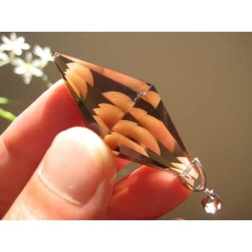 A*14g Natural Smoky Quartz Crystal 2X12 sided DT Wand Pendant