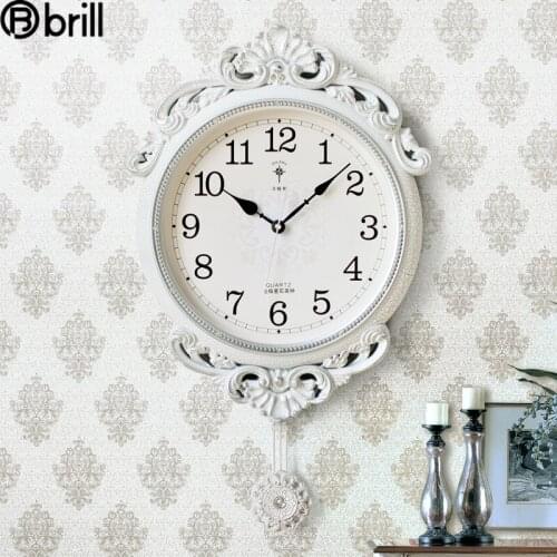 American Large Pendulum Clocks Wall Home Decor 3d Silent Luxury Vintage Decorative Shabby Chic Wall Watches Pendule Murale Gift