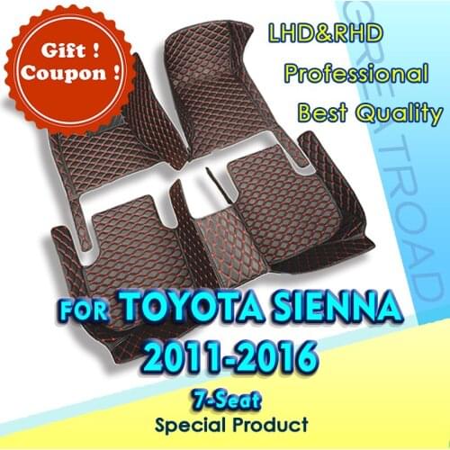Car Floor Mats For Toyota Sienna（Seven Seats）2011-2016 2012 Custom Auto Foot Pads Automobile Carpet Cover interior accessories