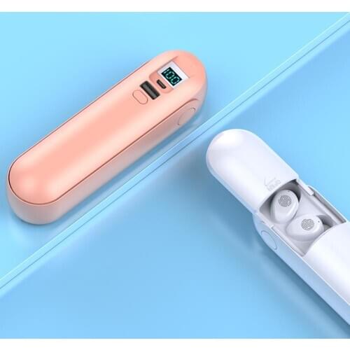 F7 TWS Bluetooth 5.0 Wireless Headphone Earbud with Handheld Fan Charging Box