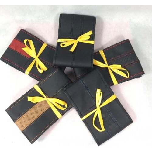 Genuine Leather Seamless Hand Sew DIY Car Steering Wheel Cover Sleeve for Universal Application