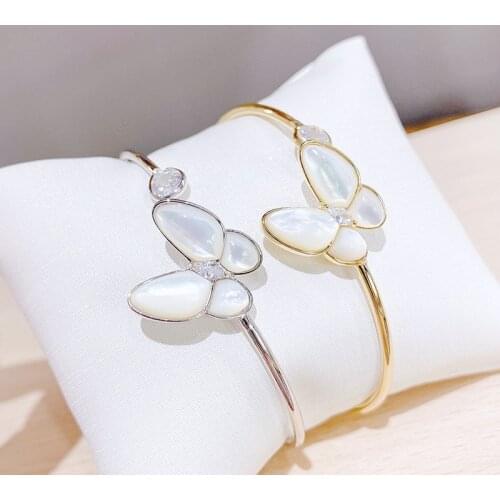 Elegant Classic Butterfly Cuff Bangles Bracelets For Women Gold Colour Simple Femal Opening Bangles Jewelry Accessories
