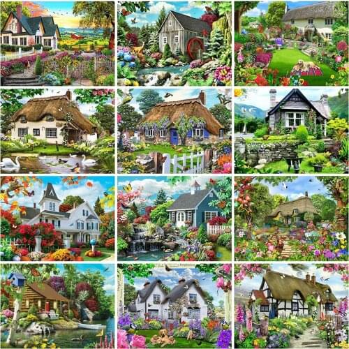 Evershine 5D Diamond Painting Landscape Cross Stitch Diamond Embroidery House Needlework Mosaic Rhinestones Pictures Home Decor