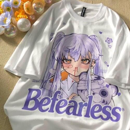 Nymphomaniac Girl Japanese Anime Cute Character Short-sleeved T-shirt For Men And Women Loose Oversized Couples Summer