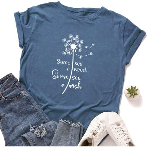 Funny Dandelion Graphic T Shirts for Women Cotton Short Sleeve Tee Female Harajuku Shirt Tops Summer Casual Kawaii Clothes