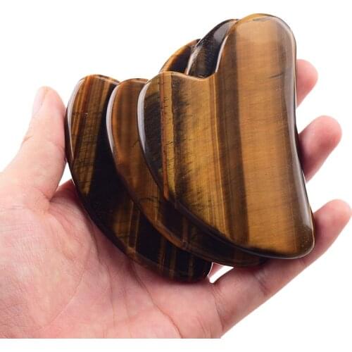 Gua Sha Scraper Natural Tiger Eye Healing Stone Facial Massage Gouache Massager Jade Plate Face Neck Back Skin Care Tools