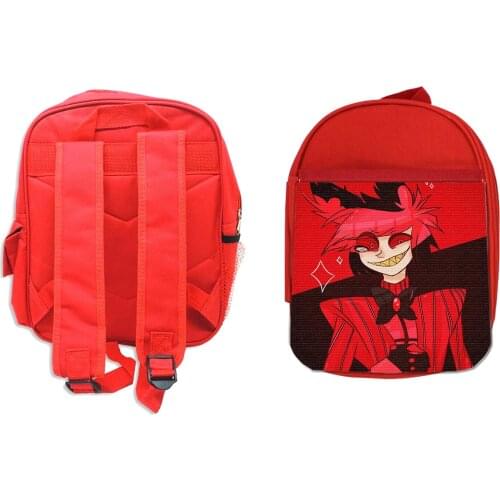 MERCHANDMANIA backpack red HAZBIN HOTEL ALASTOR drawing for school material Children child girl personalized