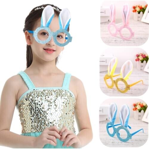 Cute Rabbit Bunny Ears Glittery Glasses Frame Kids Eyewear Birthday Gifts Children Masquerade Party Cos Bunny Glasses Photo Prop