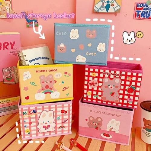 MINKYS New Arrival PU Leather Kawaii Bear Desktop Organizer Storage Box Large Capacity School Stationery