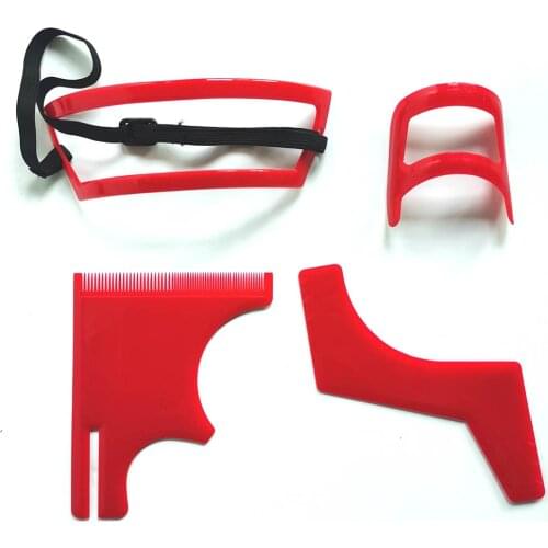 Haircut Kit Beard Hair 4pcs Goatee Neckline Shaving Template Hairline Beard Shaping Tool Cutting Grooming Kit Barber Supplies