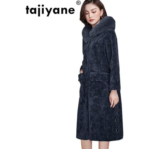 Real Coat Fur Vintage Fox Fur Hooded 100% Wool Coat Autumn Winter Jacket Women Clothes 2021 Korean Sheep Shearling Fur ZT1553