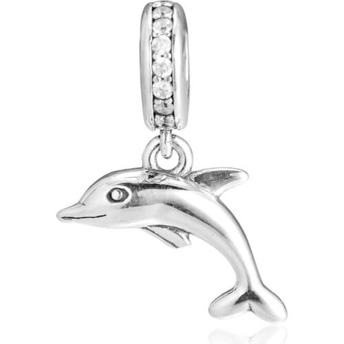 Fits Pandora Bracelet Playful Dolphin Charm Real 925 Sterling Silver Beads for Women DIY Bracelets Making Fine Jewelry Kralen