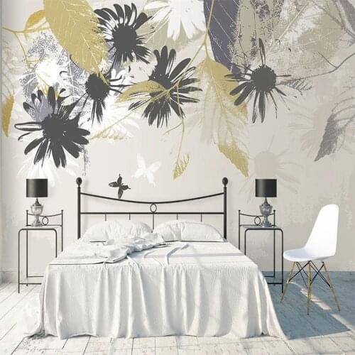 Custom Mural Wallpaper Modern Hand Painted Nordic Abstract Leaf Living Room Sofa TV Background Wall Decor Papel De Parede Sala